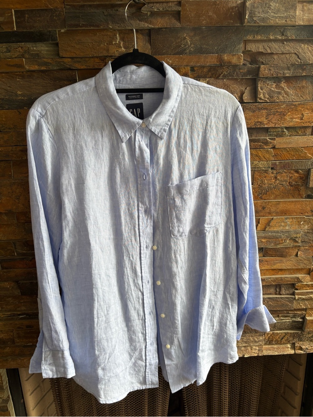GAP Light Blue Linen Casual Button-Down Shirt